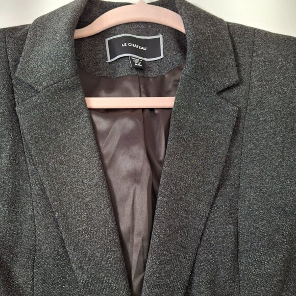 Womans Grey Business Career Suit Peplum Blazer Jacket Sz M Stretch Comfort - Picture 9 of 16